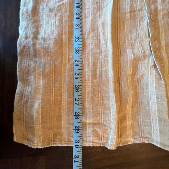Men's Bruno Washable Linen Striped Button Down, Yellow/Tan Short Sleeve, Size L - Picture 9 of 9